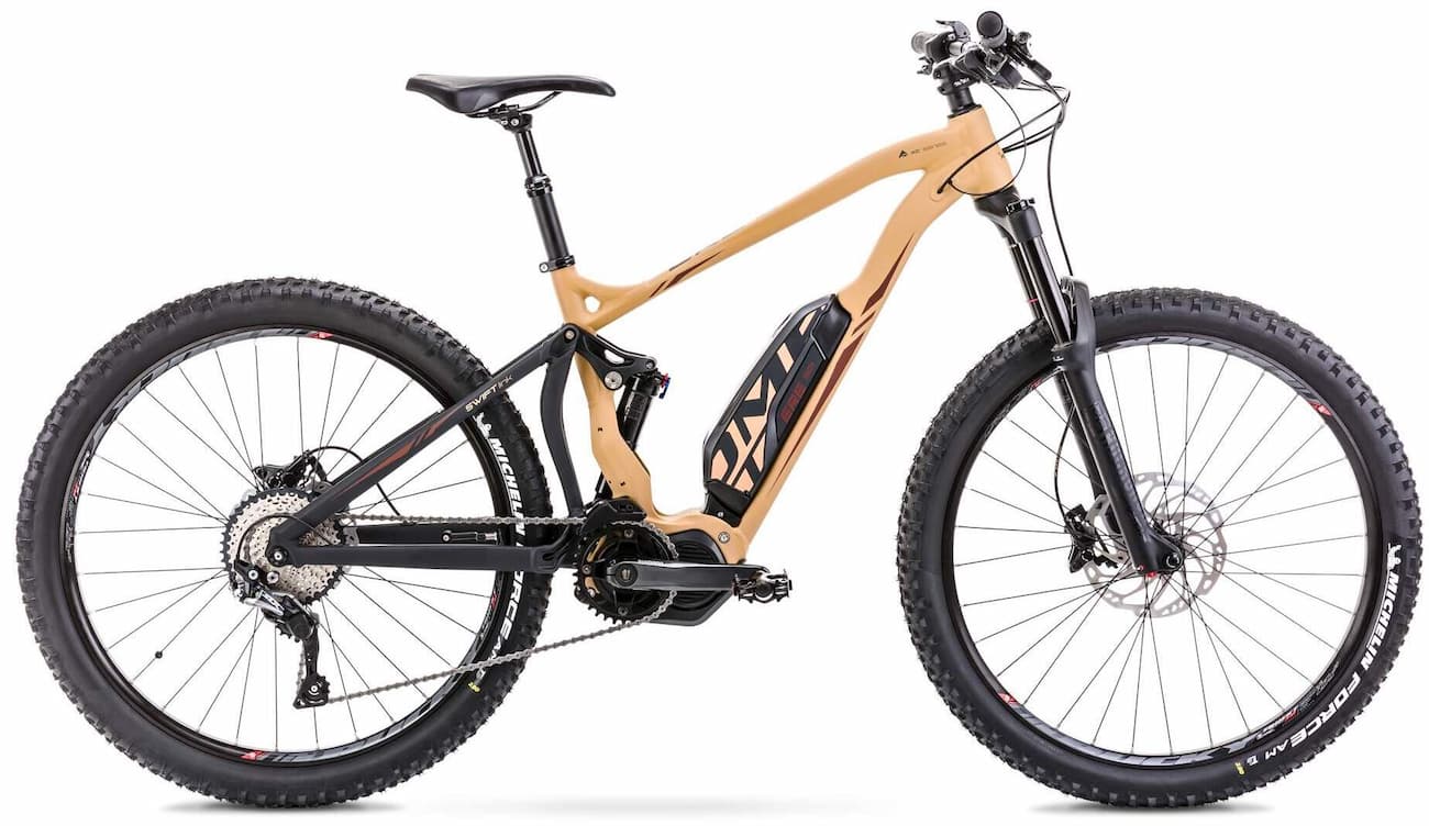 Electric Mountain Bike Fully Mid Drive 27.5 Inch Romet ERE 501 16,5" Gold