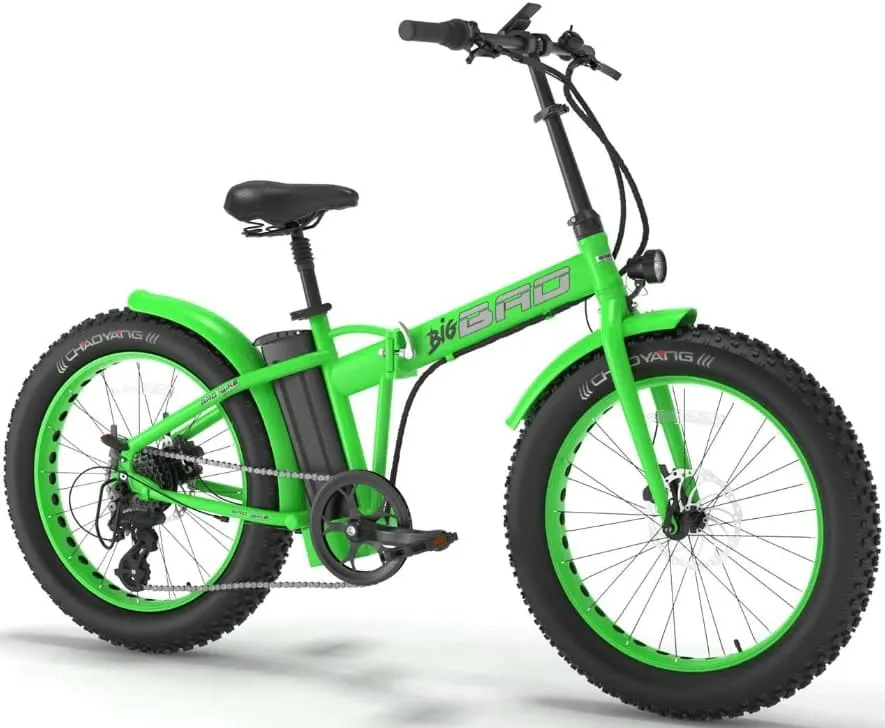 24 Inch Folding Electric Bike with fat wheels BIG BAD 250W Bright Green