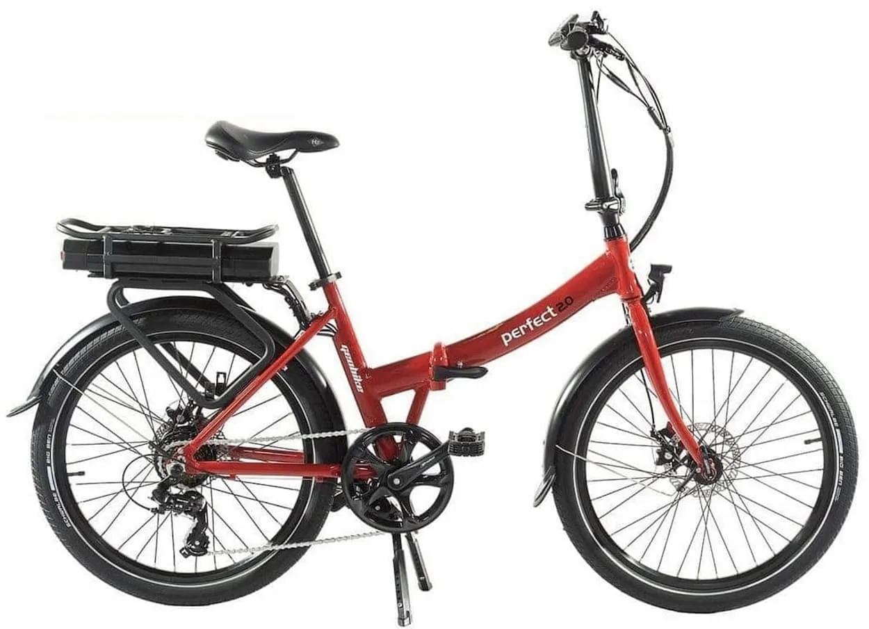 Smart 24 Inch Folding Electric Bike step through and integrated display Perfect 2.0 Red 374Wh