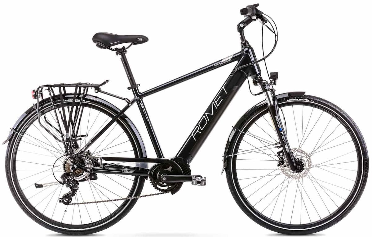 Mens Electric Hybrid Bike Mid Drive 28 Inch Romet Wagant 1MM Black 21"