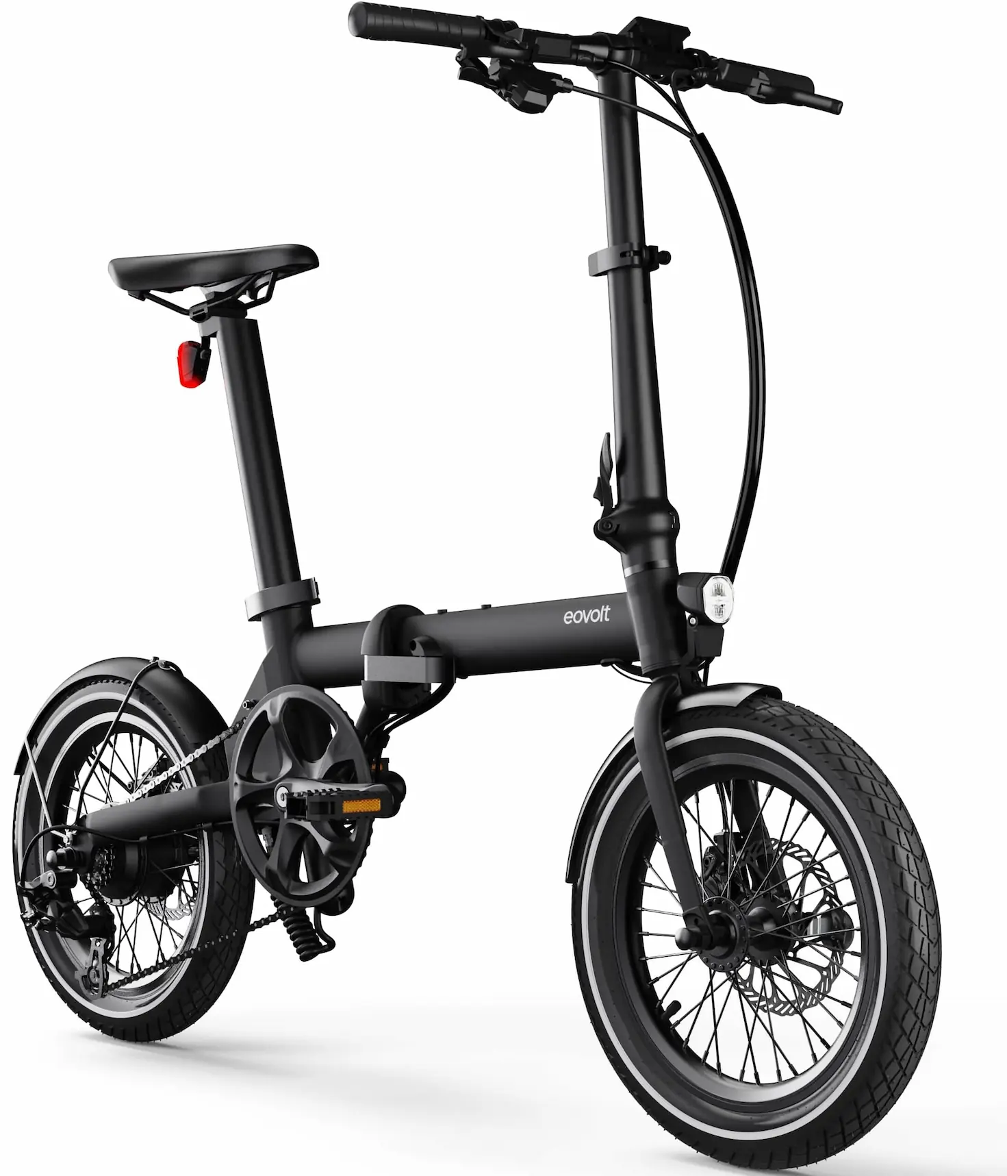 Electric Folding Bike 16 Inch lightweight 14kg Eovolt Morning Black