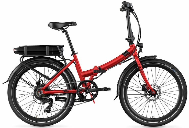 Smart 24 inch Folding Electric Bike Legend Siena Upgraded Battery Red