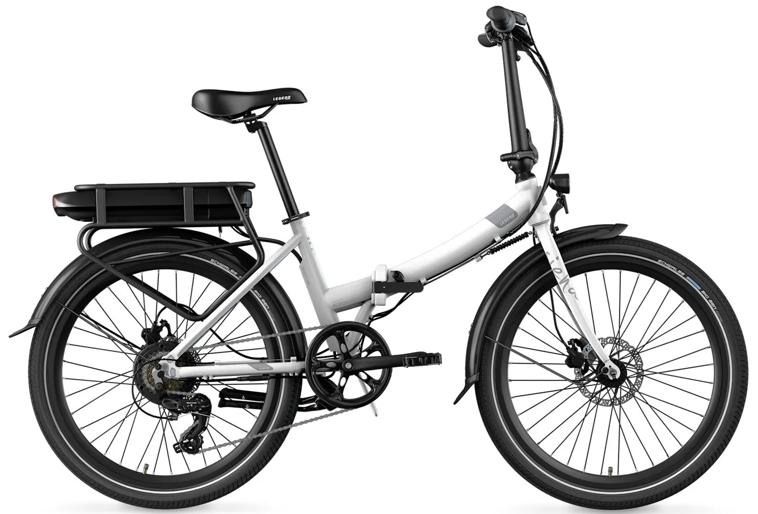 Smart 24 inch Folding Electric Bike Legend Siena Upgraded Battery White