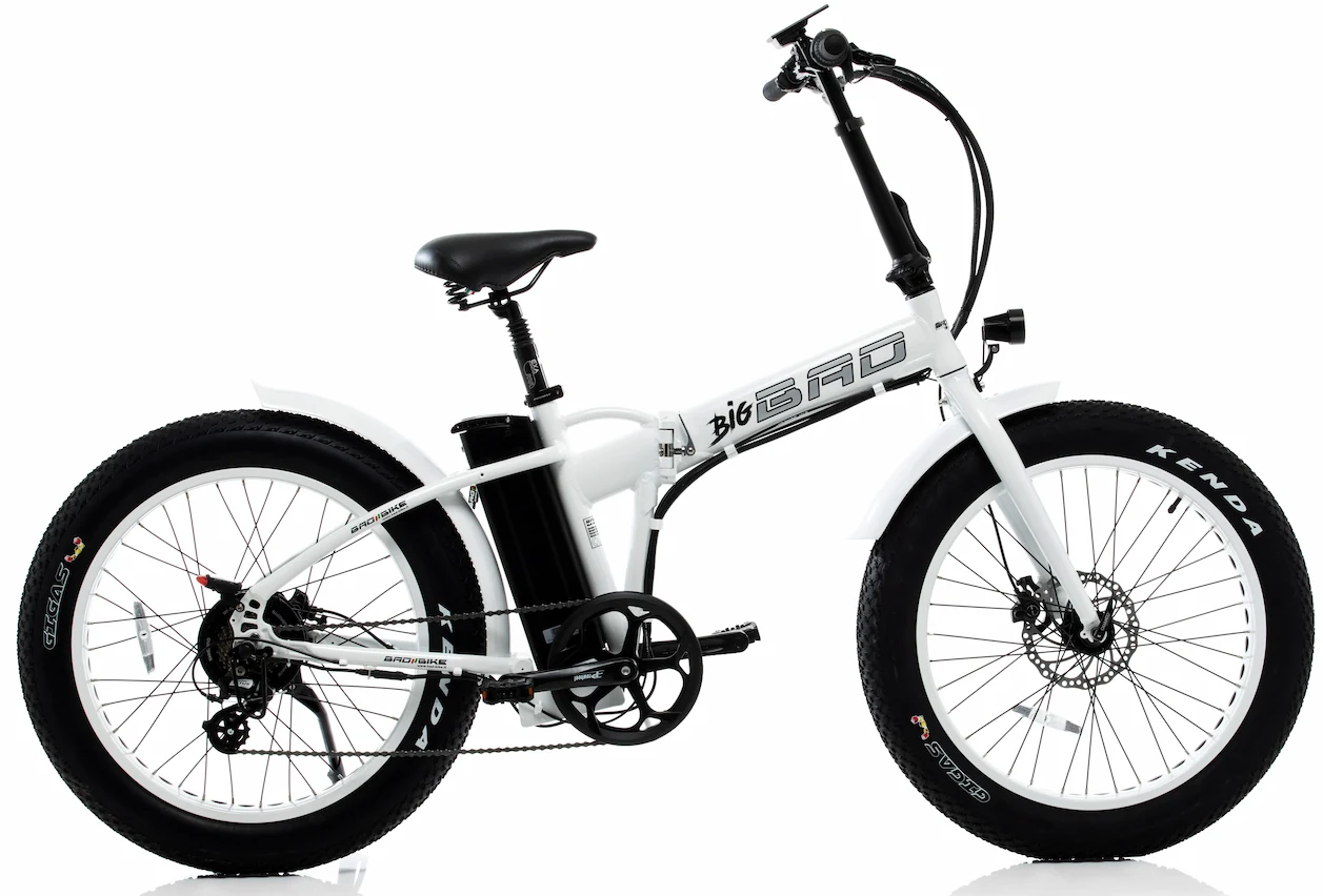 24 Inch Folding Electric Bike with fat wheels BIG BAD 250W White
